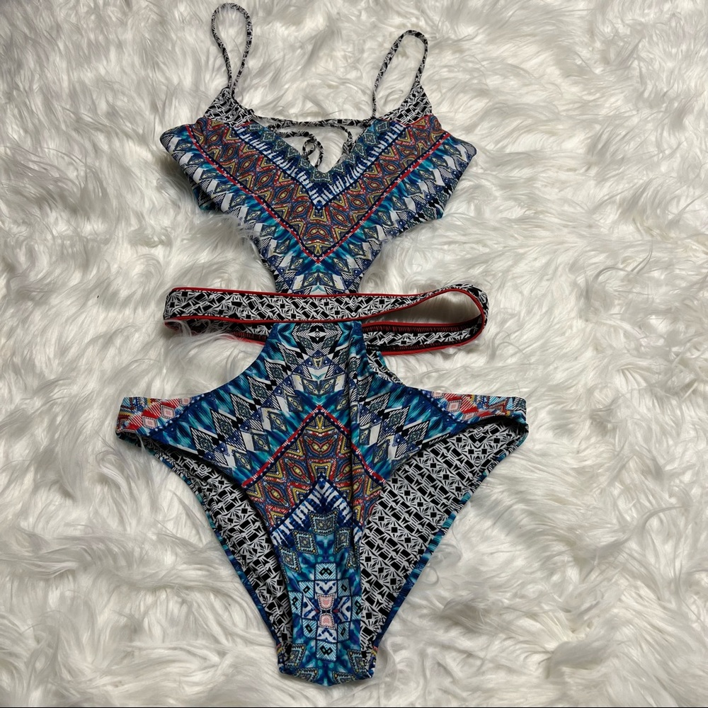 Red Carter boho one piece swim suit